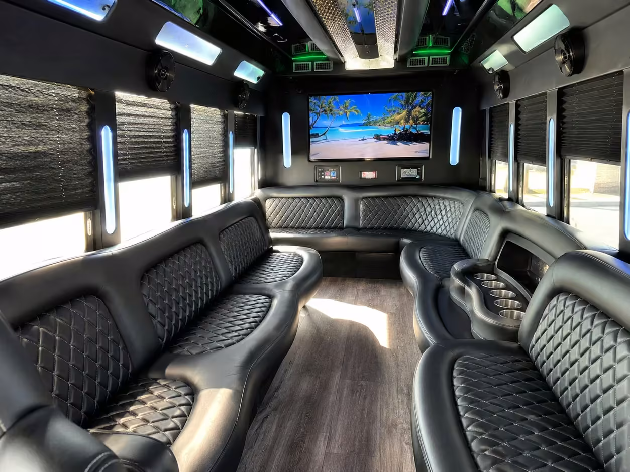 20 passenger party bus inside